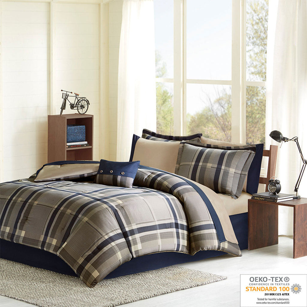 Twin Plaid Comforter Set with Bed Sheets Media 10