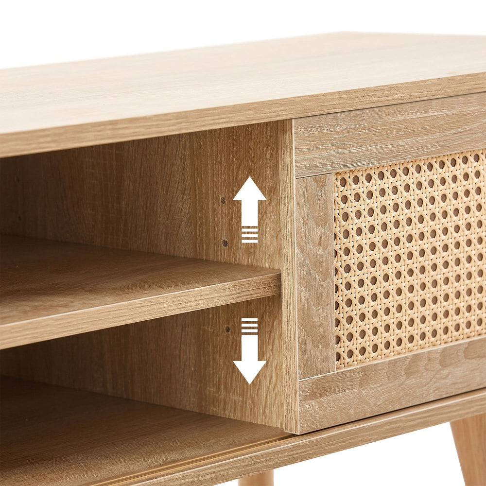 TV Cabinet Solid Wood With Adjustable Shelf For Living Room Use 55 Inch Length Media 18