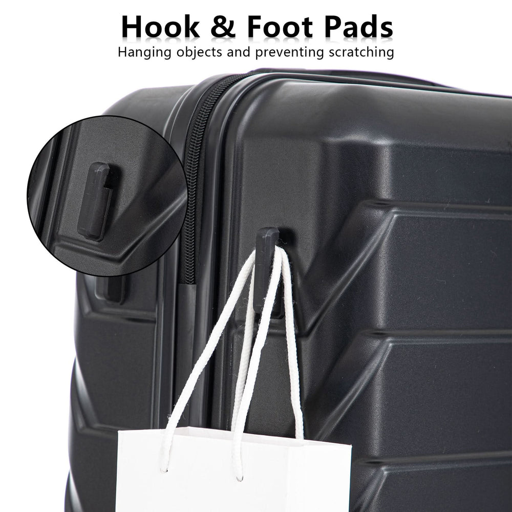 ABS Luggage Set 20 24 28 Inch Spinner Wheels Black Durable 3-Piece & Combination Lock Media 6