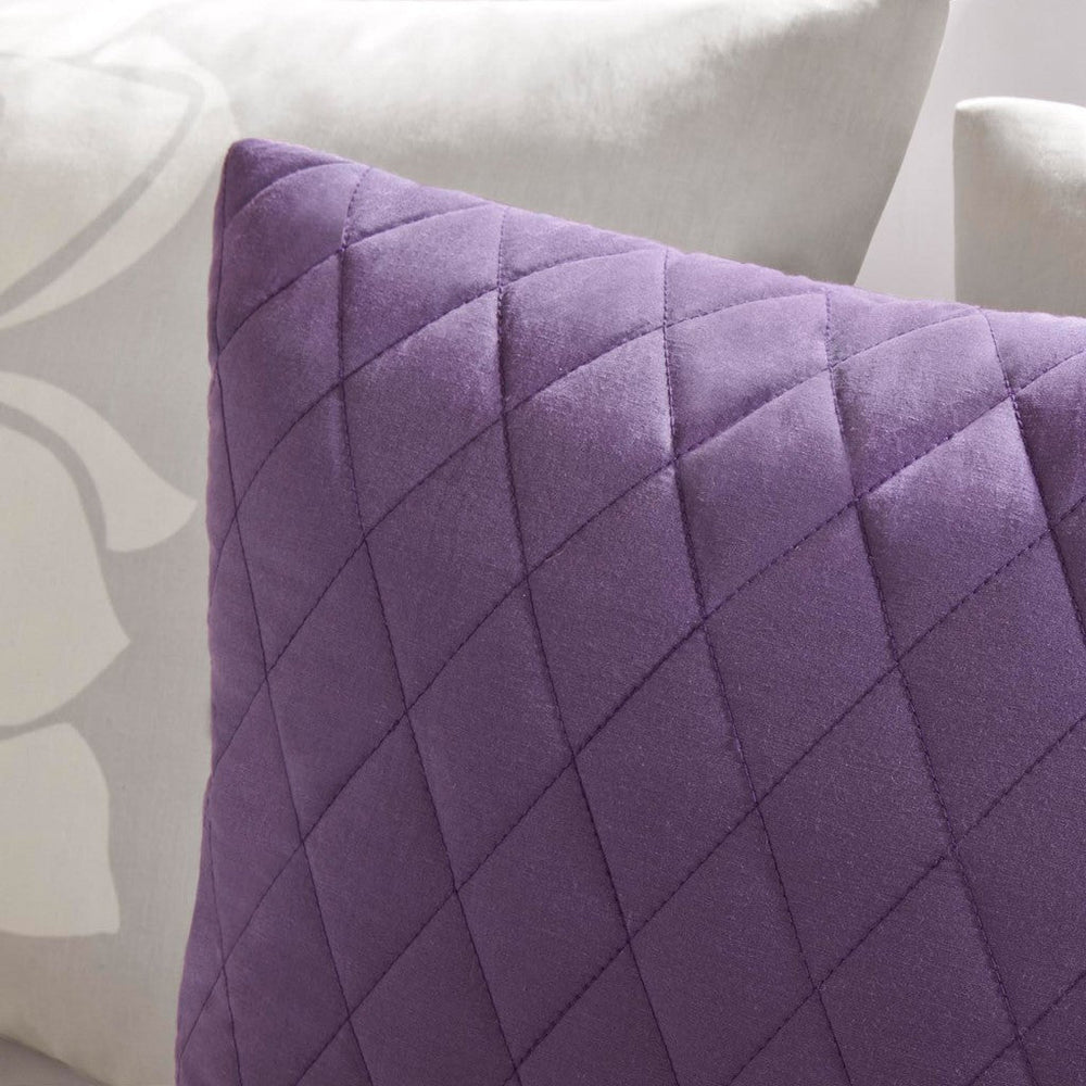Printed Cotton Sateen Comforter Set Taupe Grey/Purple Queen Media 2