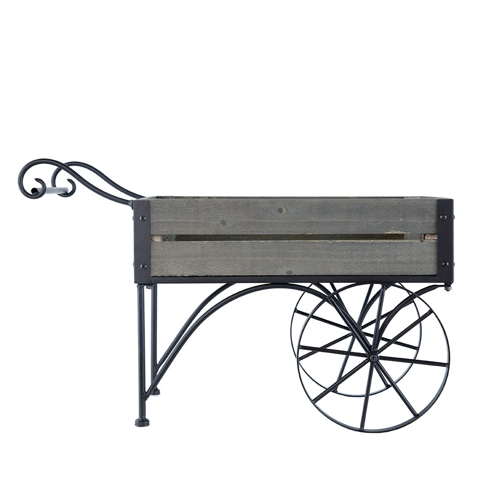 24.4x12.6x15.4' Rustic Black Trolley Cart Plant Stand, Planter Media 3