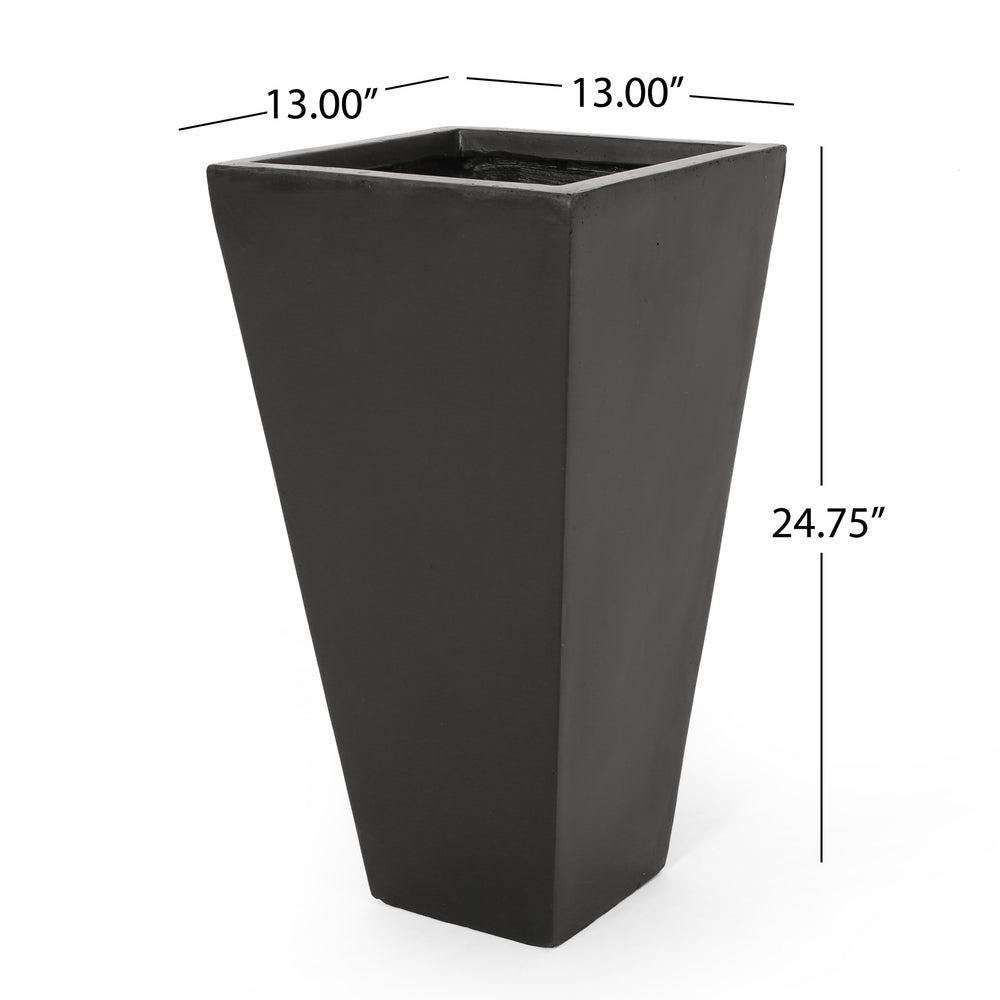 13' Outdoor Modern MGO Small Cast Stone Planter, Black Media 3
