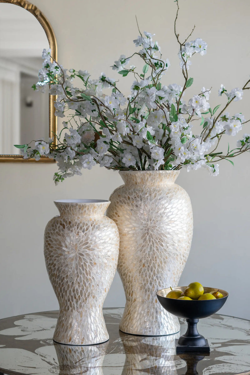 Vase with Gold and White Capiz Shell Design