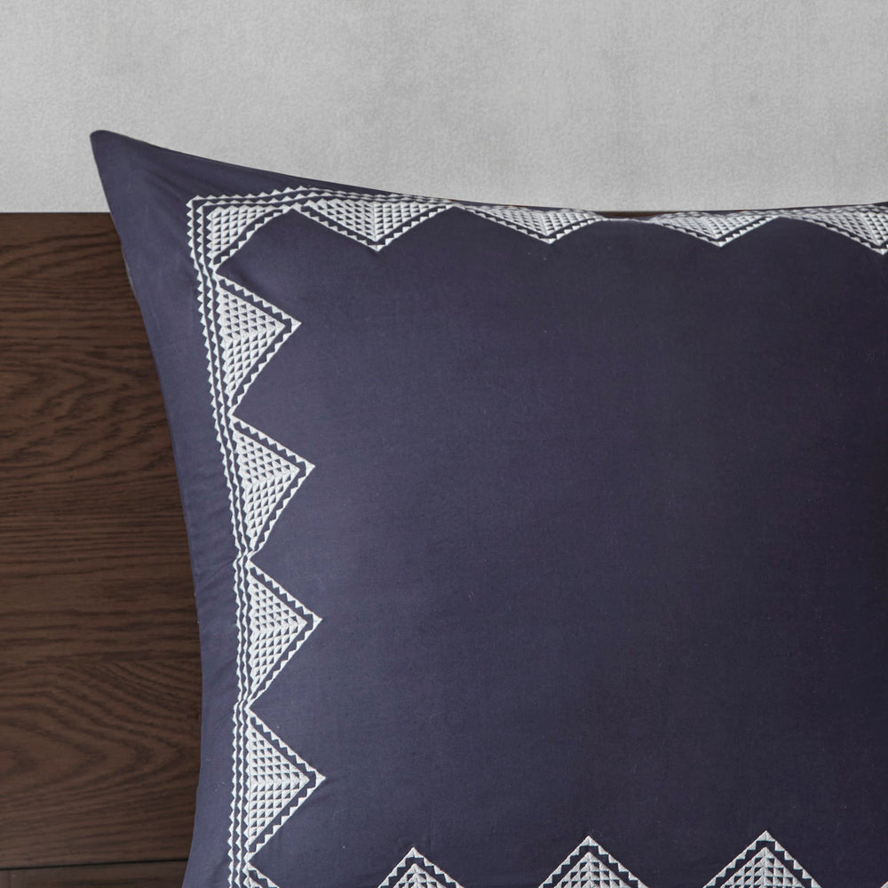 3 Piece Printed Cotton Quilt Set Navy Full/Queen Media 4