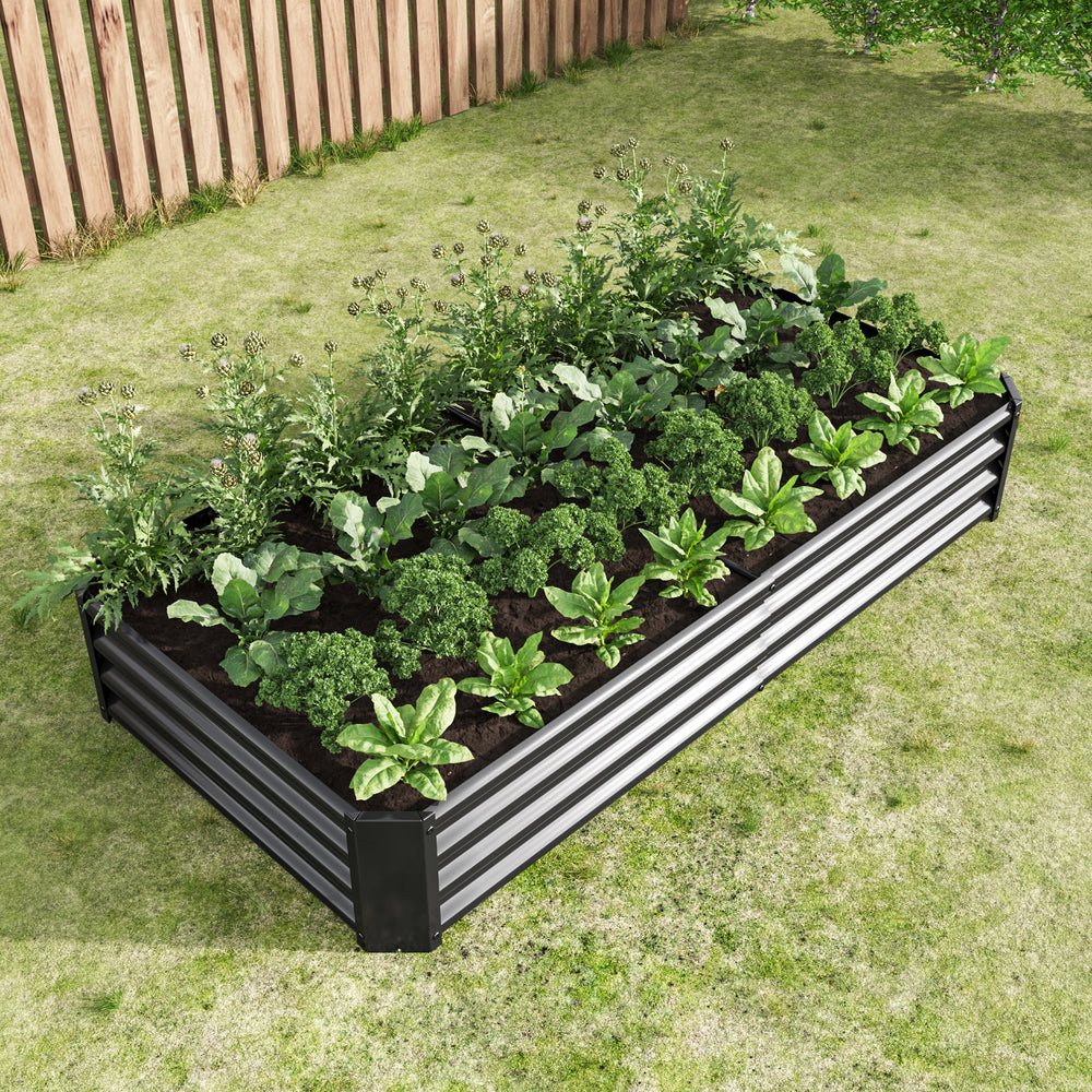 Raised Garden Bed Outdoor, 6×3×1ft , Metal Raised  Rectangle Planter Beds for Plants, Vegetables, and Flowers - Black Media 8