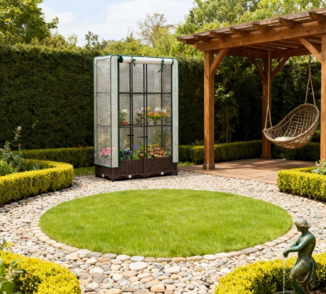 Outdoor Plant Box,Garden Bed with Trellis,with Cover,Drainage Holes and Zipper Door Media 7