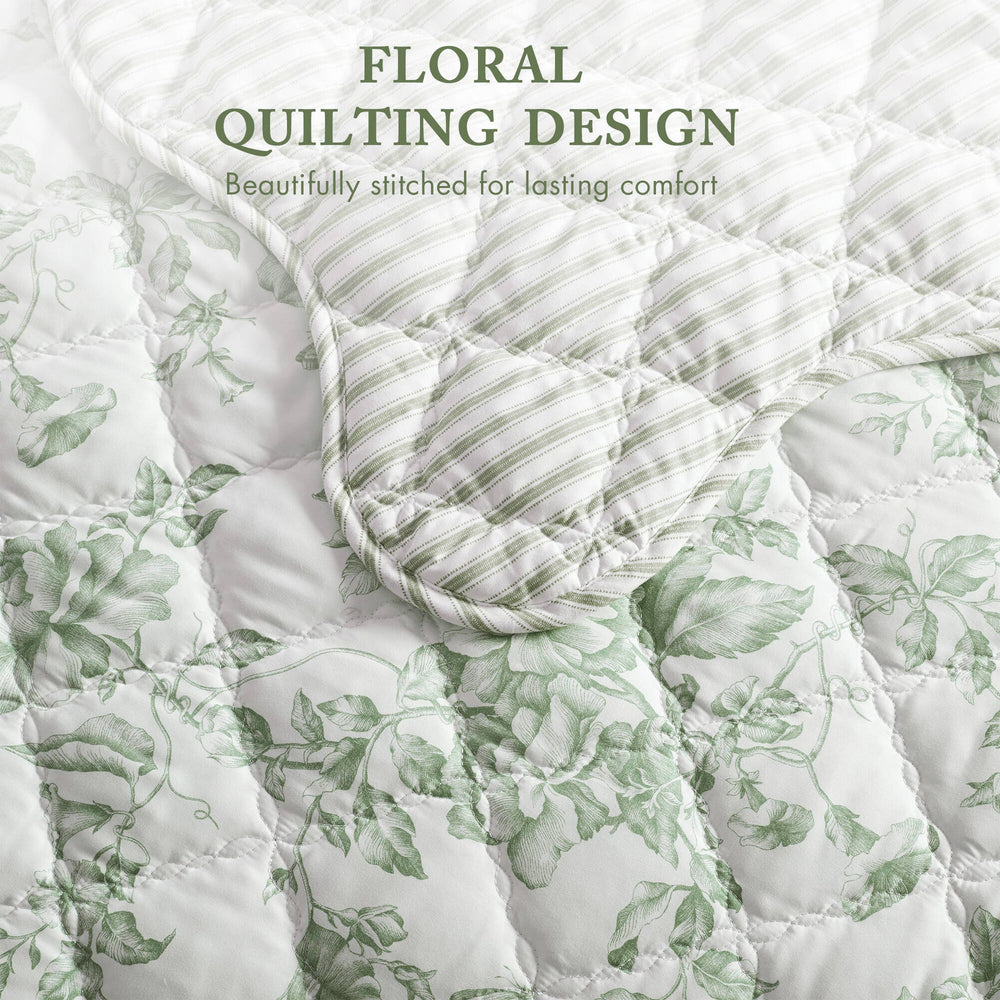 4 Pieces Full/Queen  Quilt Set with Decorative Pillow,Green Media 2