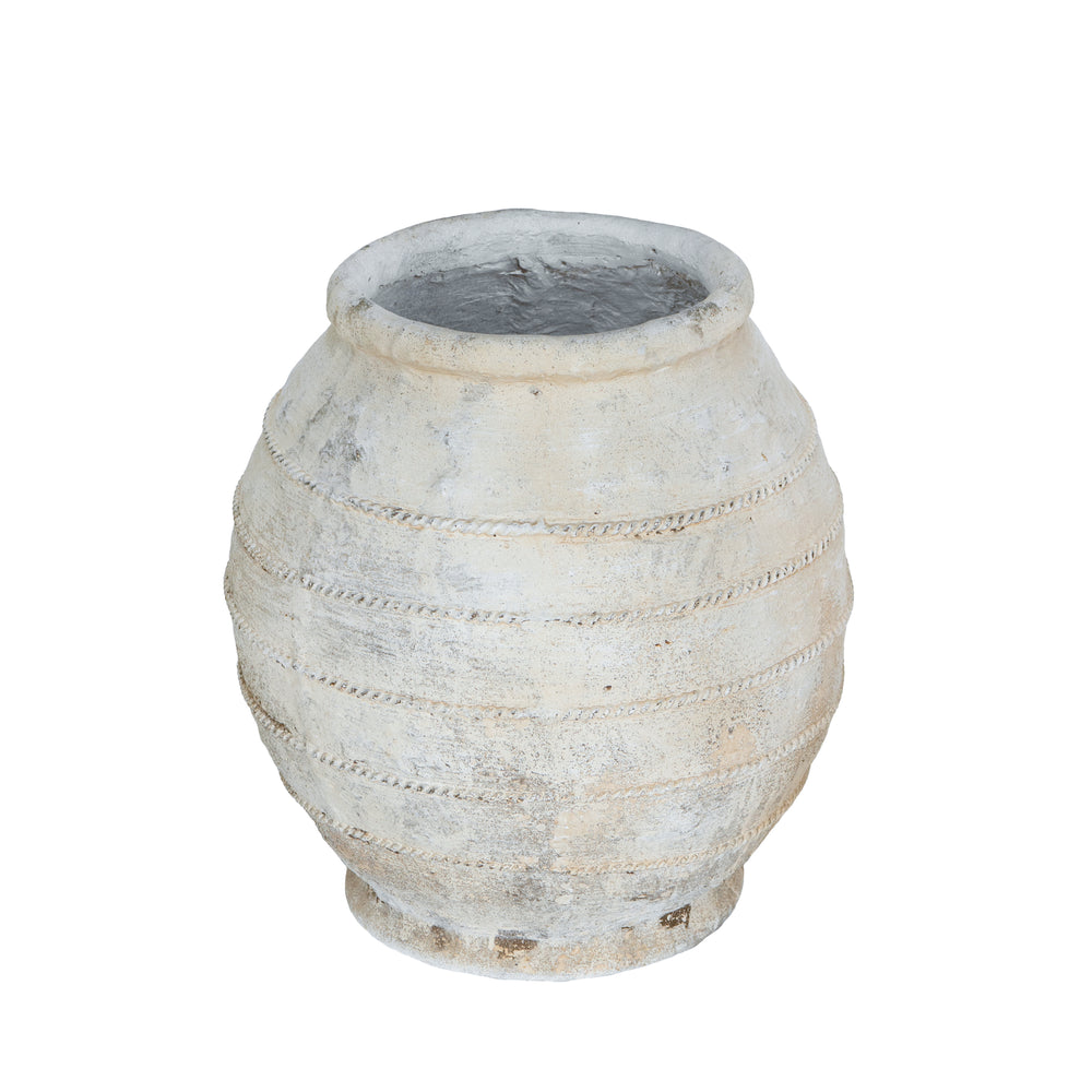 17.5x17.5x18.5' Round Magnesium Flower Pot with Weathered White Finish and Ridged Texture Media 5