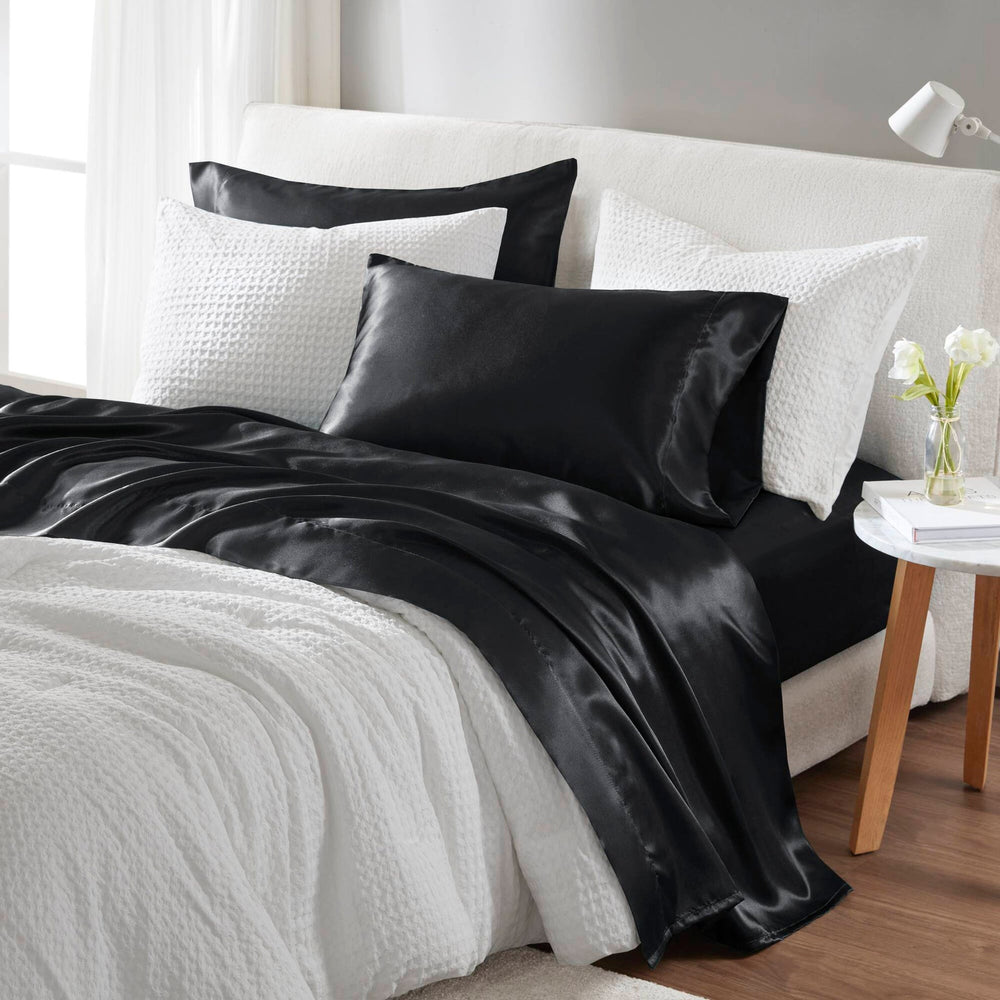 7 PCS Split King Luxury Sheet Set Black Media 6