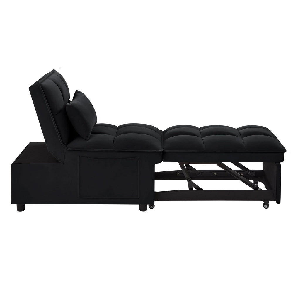 Velvet Sofa Bed Convertible Chaise Lounge Black Living Room American Design Media 9