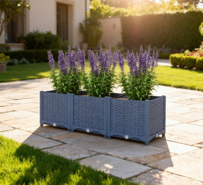 Outdoor Flower Box with Drainage Holes,Plastic Raised Garden Bed Media 1