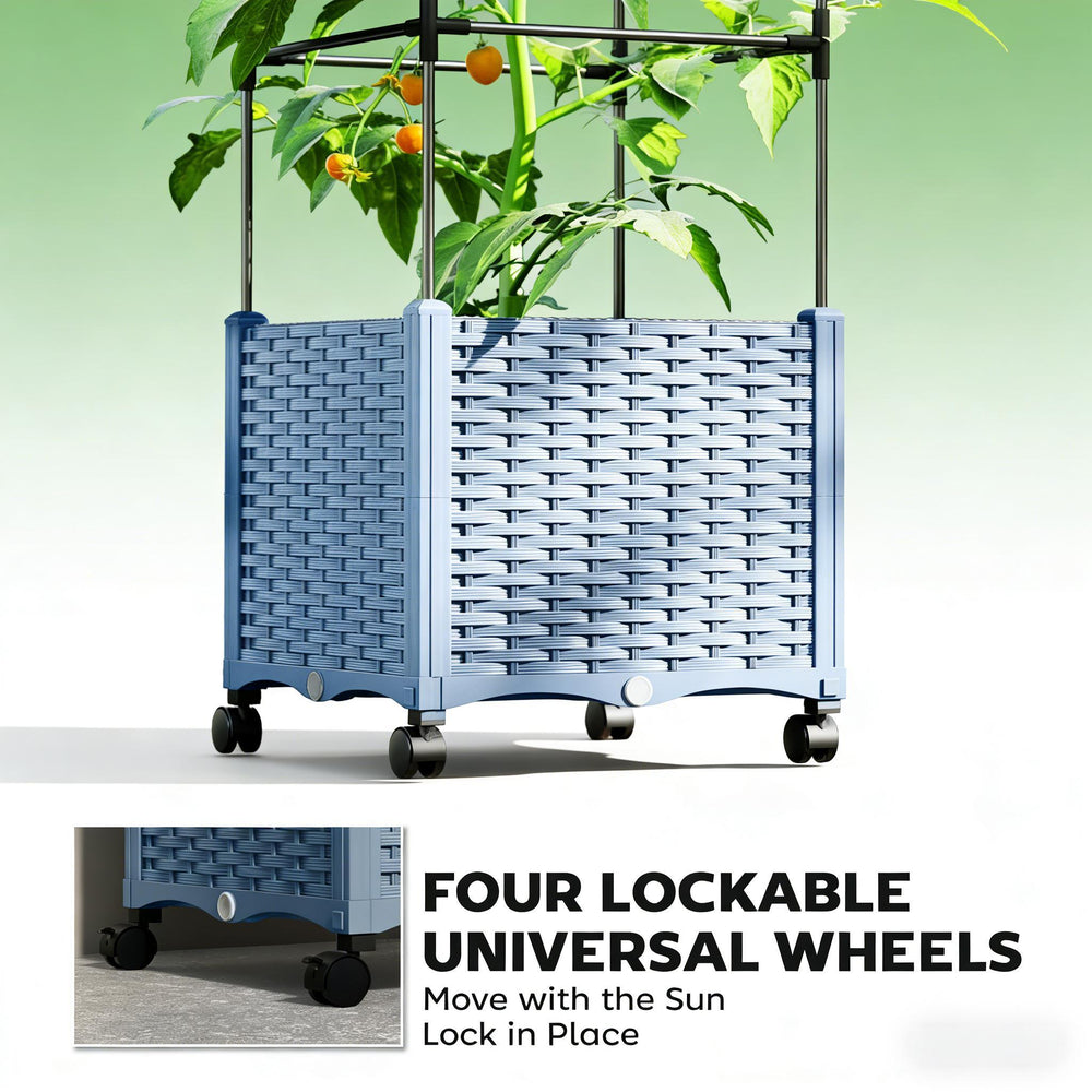 Mobile Raised Garden Bed,Adjustable Height Trellis Plant Cage Media 7