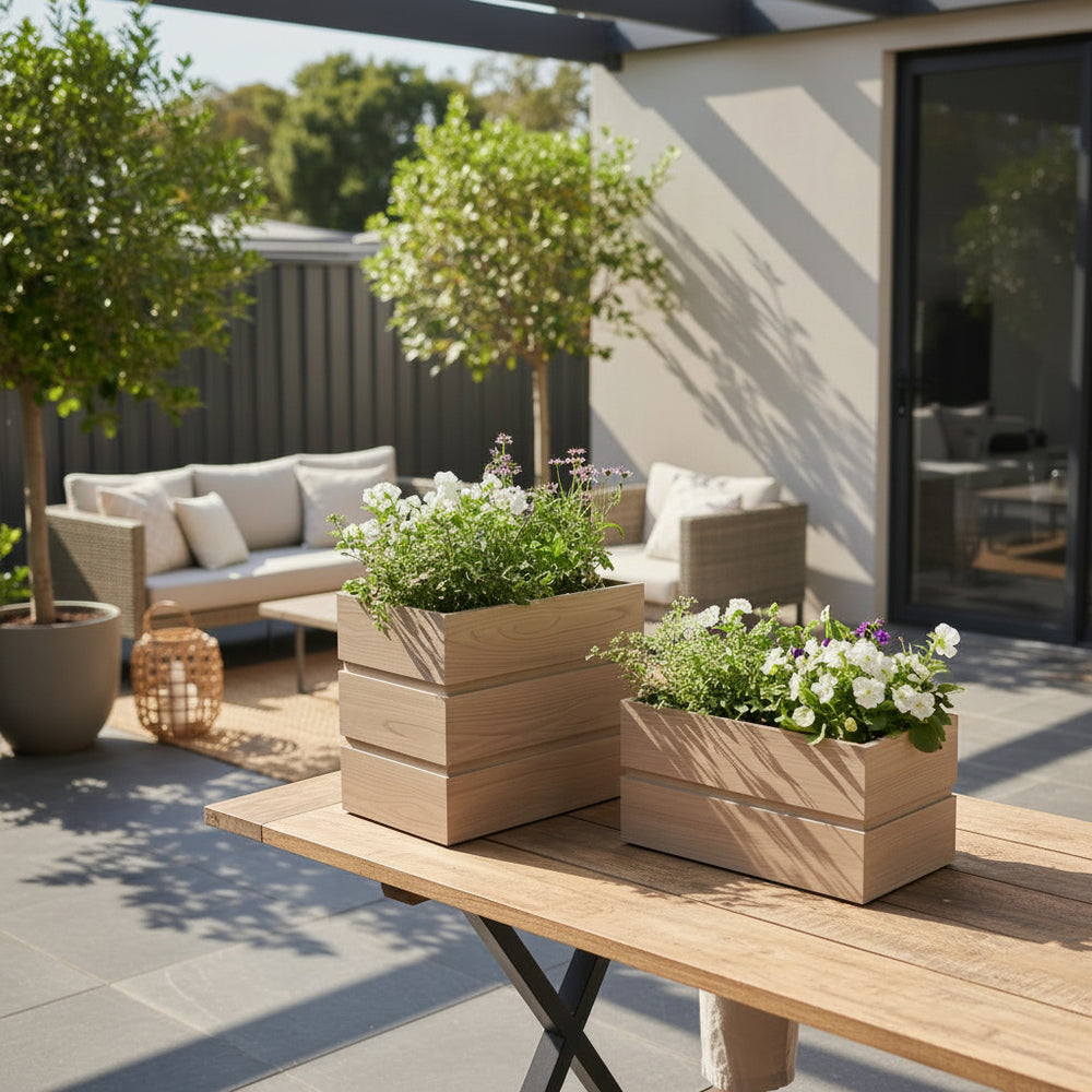 Rectanglar Terrace Planter Short - Ash Brown Media 4