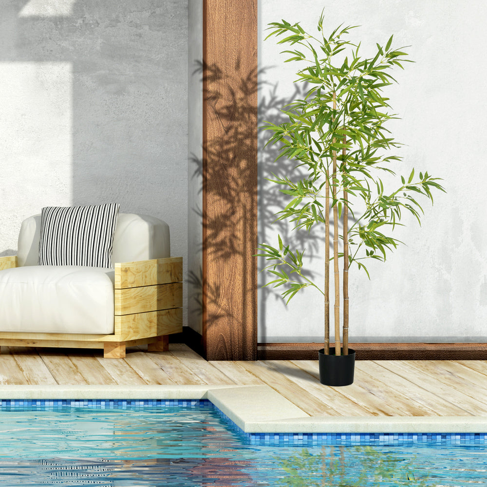 6FT Artificial Bamboo Tree, Faux Decorative Plant in Nursery Pot for Indoor Décor Media 4