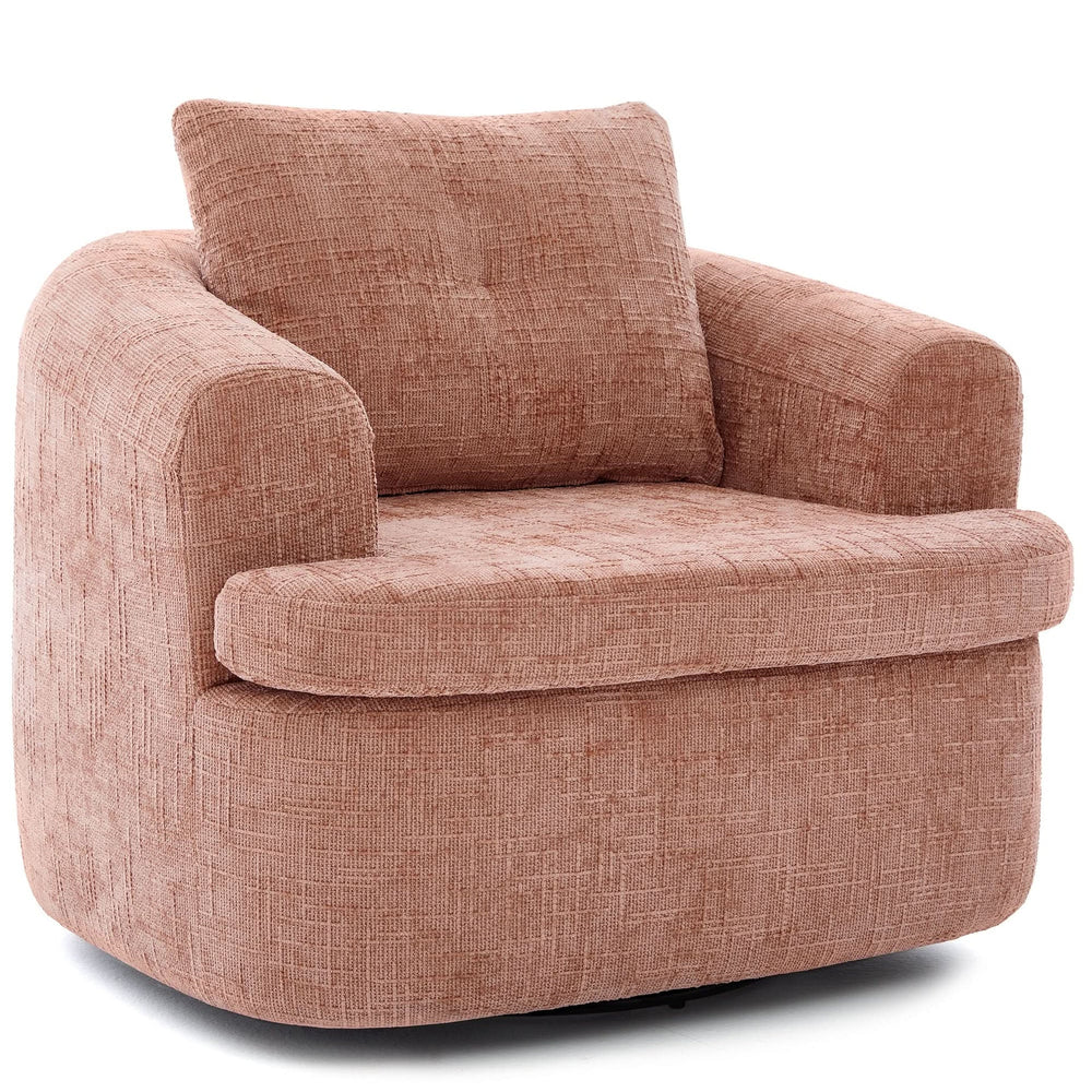 360 Degree Swivel Chair Chenille Pink Dual Layer Cushion Living Room Decor Accent Seating Home Media 9