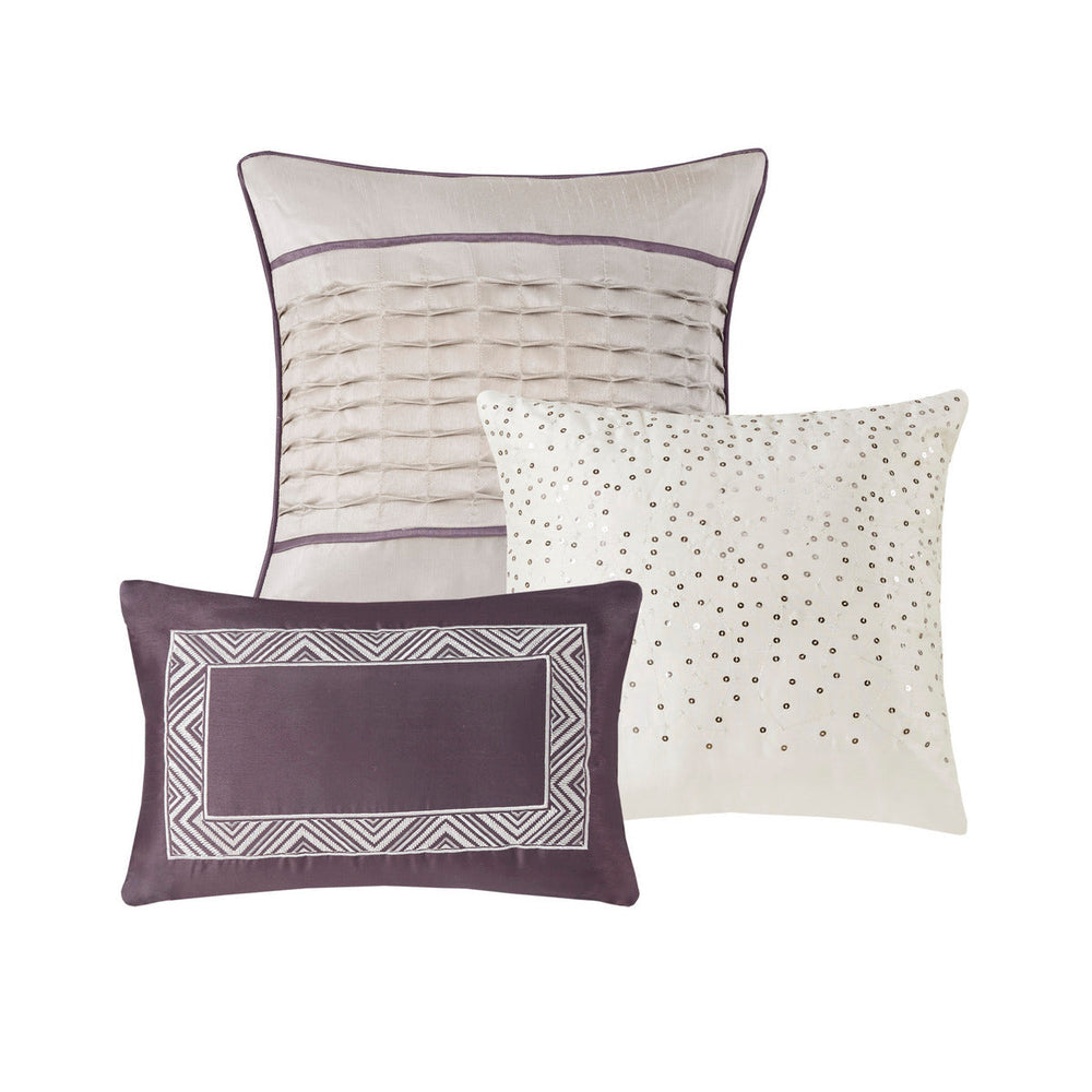 7 Piece Jacquard Comforter Set Purple Queen Media 13
