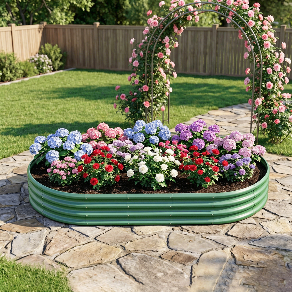 Galvanized Raised Garden Bed 6x3x1ft - Heavy Duty Metal Planter Box for Vegetables, Herbs & Flowers, Rust-Proof Outdoor Garden Bed with Large Capacity, Green, 1PCS Media 1