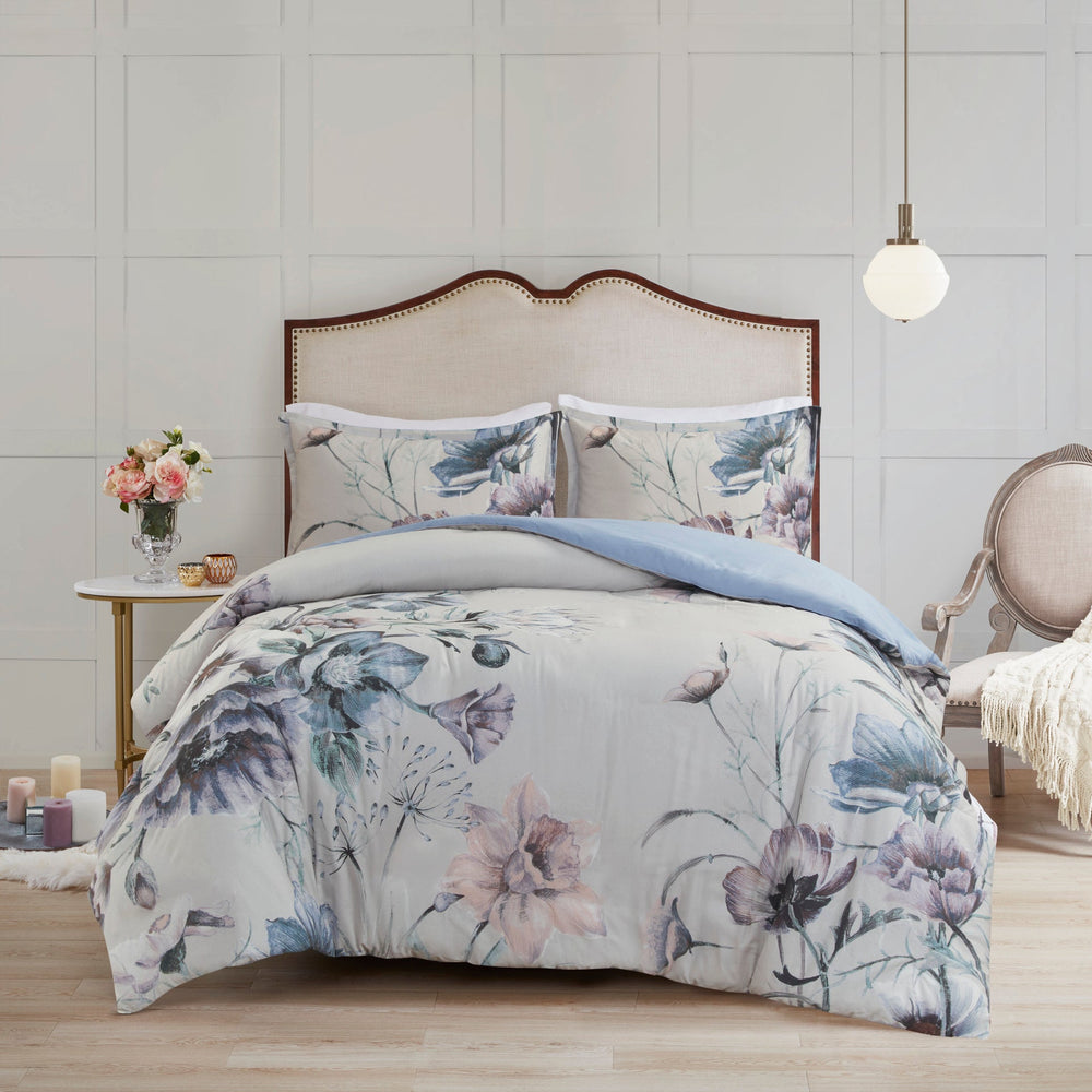 King/Cal King 3 Piece Cotton Printed Duvet Cover Set Media 1