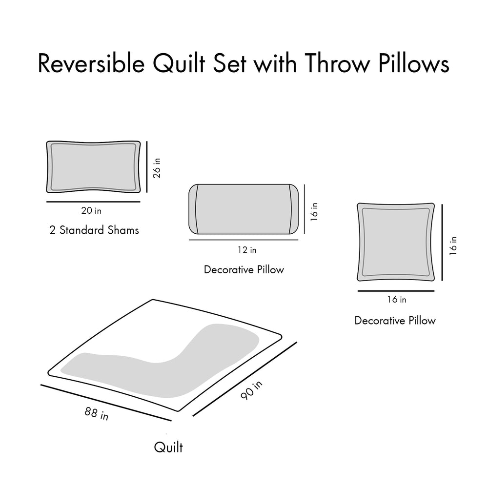 Full/Queen Reversible Quilt Set with Throw Pillows Media 11