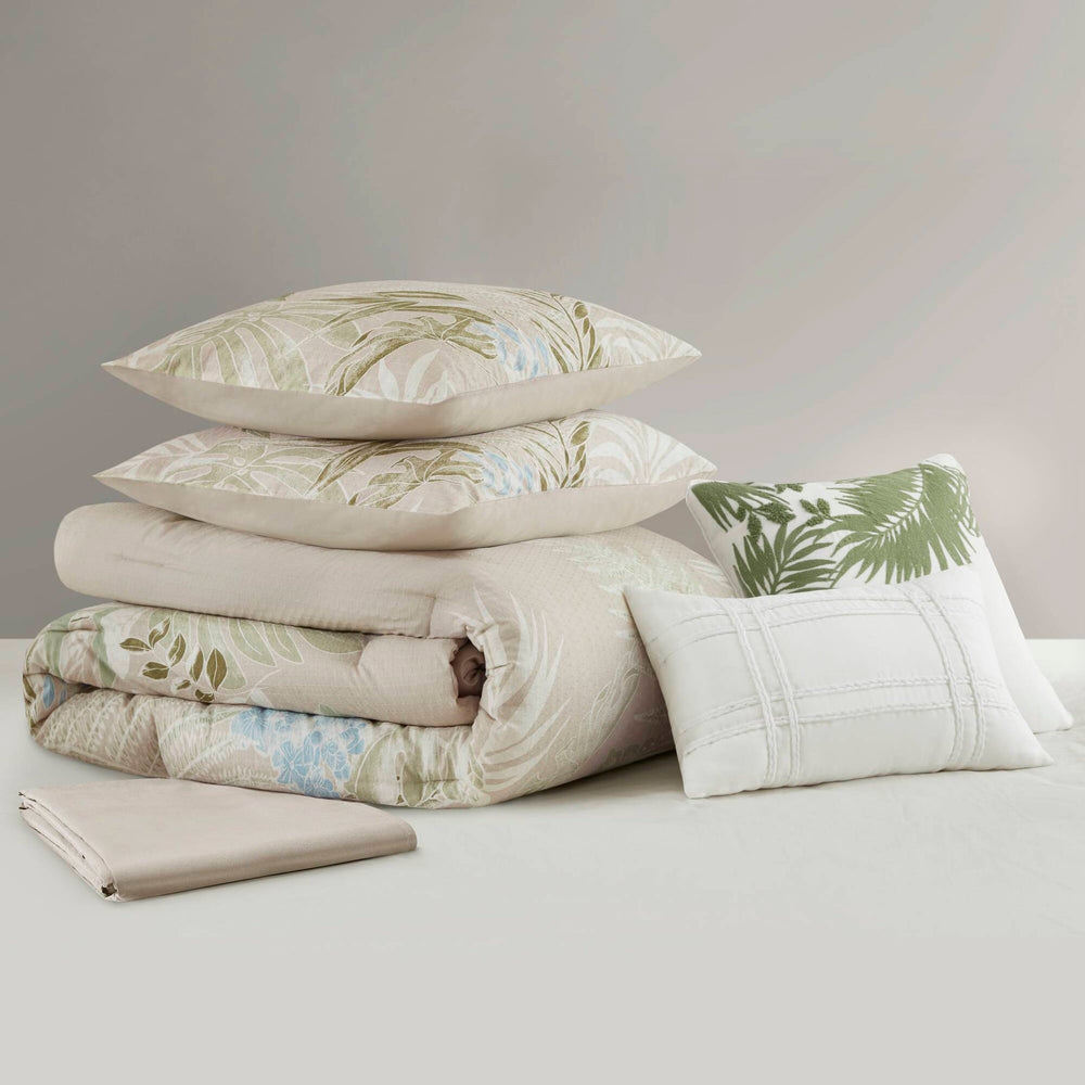 6-Piece Queen Oversized Cotton Comforter Set with Throw Pillow Media 7