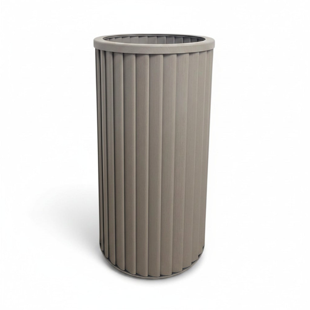 Round Strata Column Planter LG - Grey Brown Media 6