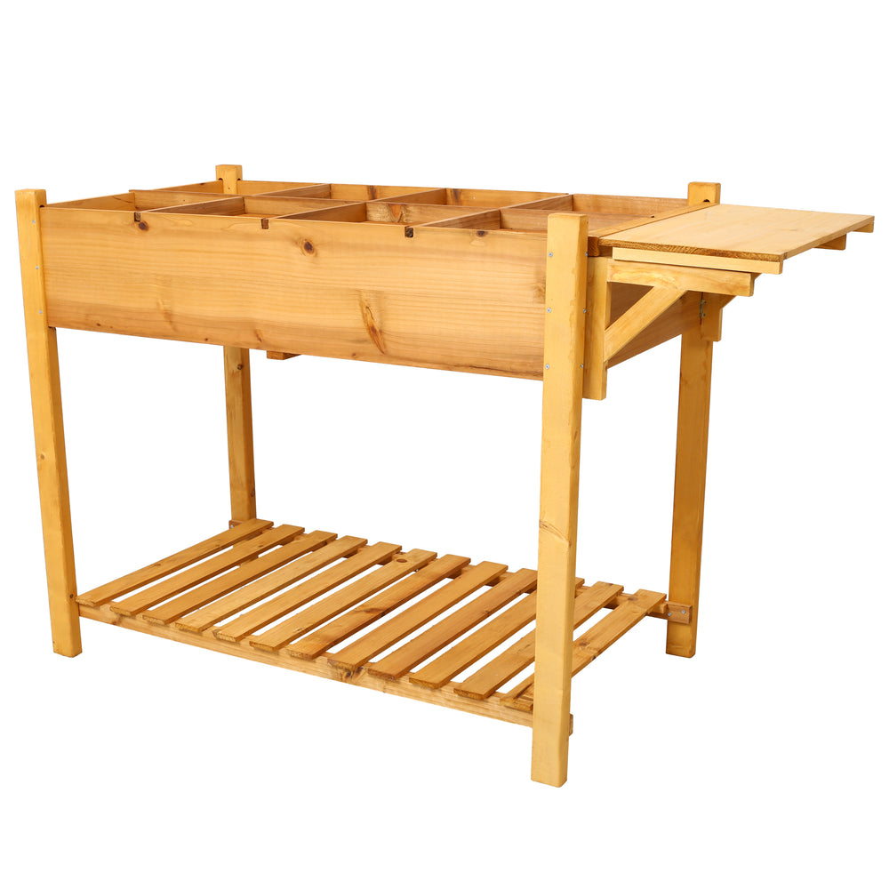 8 Pockets Horticulture Raised Garden Bed Elevated Wood Planter Box Stand with Foldable Side Table and Storage Shelf for Herb/Vegetables/Flowers Media 11