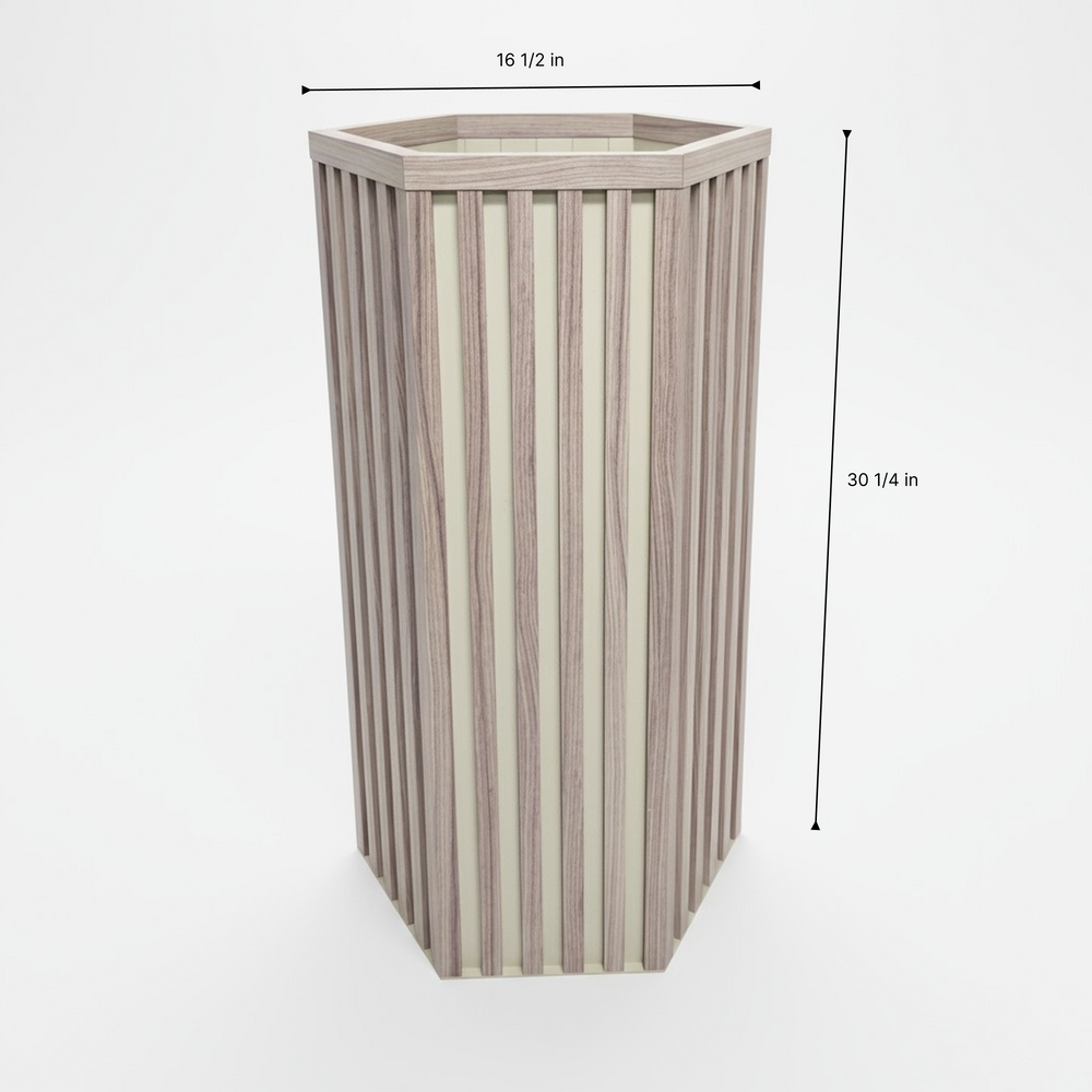 Hexagon Column Planter LG - Ash Brown Media 6