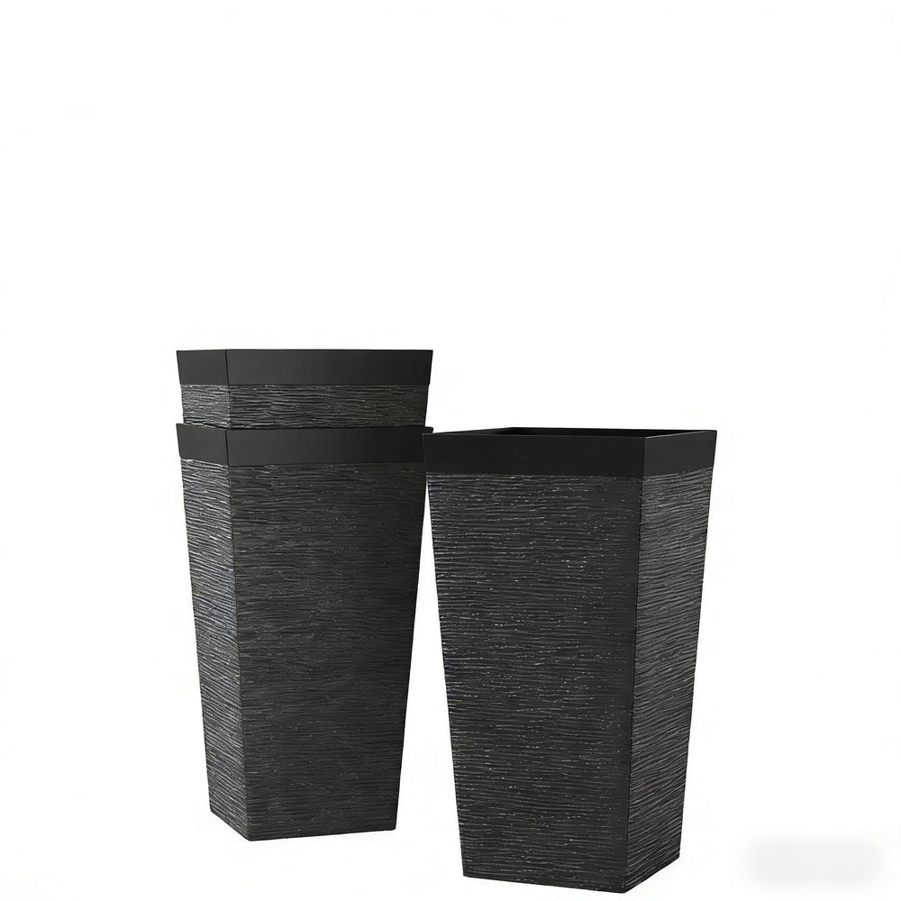 Modern Design Stackable Tapered Planters,Set of 3 Outdoor Planters Media 6