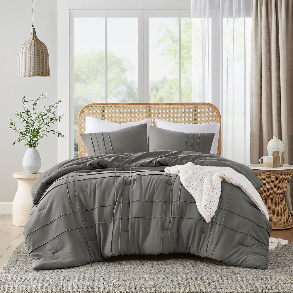 3-Piece Cal King Soft Washed Pleated Comforter Set Media 15