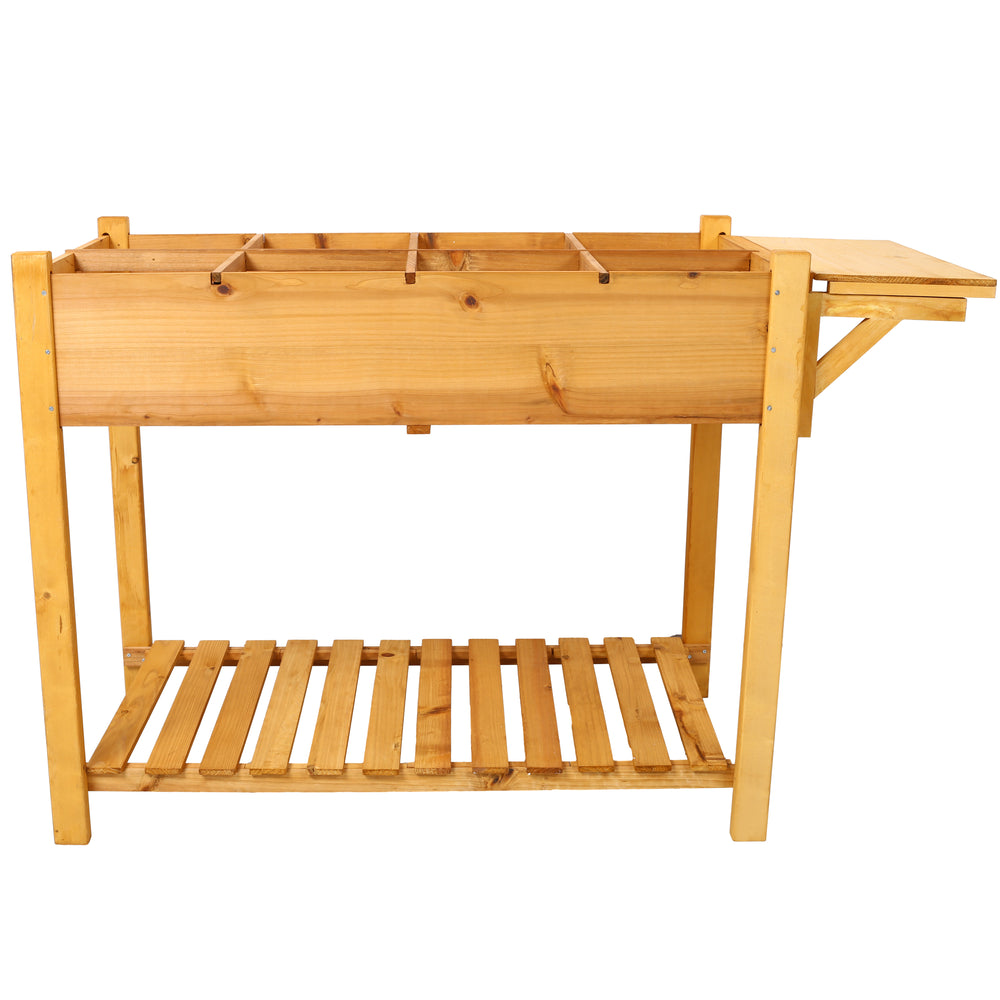 8 Pockets Horticulture Raised Garden Bed Elevated Wood Planter Box Stand with Foldable Side Table and Storage Shelf for Herb/Vegetables/Flowers Media 14