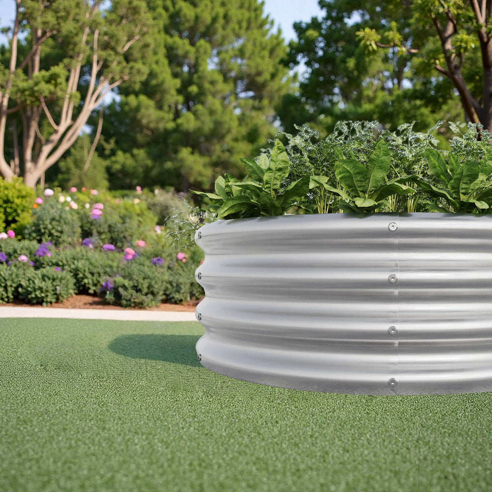 2PCS 32.08'*11.4' Tall Round Raised Garedn Bed,Metal Raised Beds for Vegetables, Outdoor Garden Raised Planter Box, Backyard Patio Planter Raised Beds for Flowers, Herbs, Fruits Silver Media 6