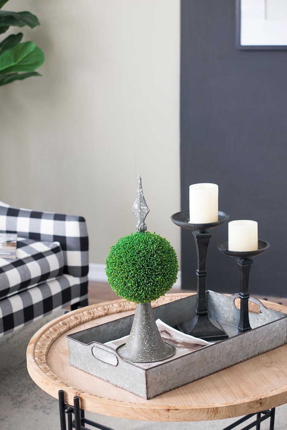 7x7x17' Faux Boxwood Topiary Sphere on Metal Spire Media 8