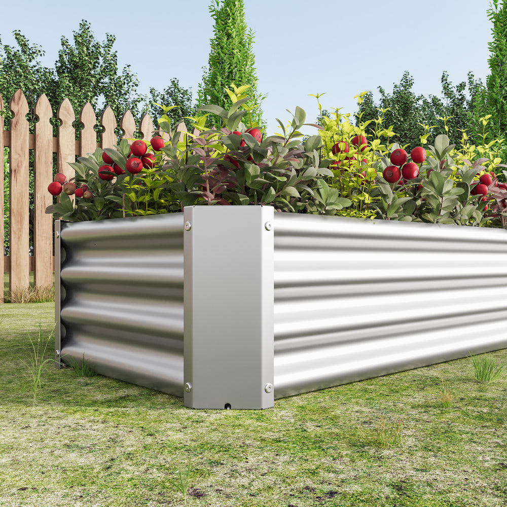 Metal Raised Garden Bed, Rectangle Raised Planter 4×2×1ft  for Flowers Plants, Vegetables Herb  Silver Media 5
