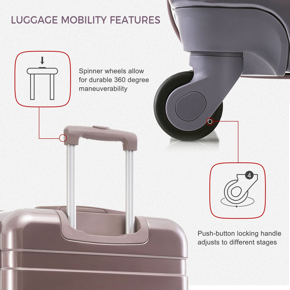 Luggage Set ABS Hardside Lightweight Golden 20 24 28 Inches Spinner Wheels TSA Lock Media 3