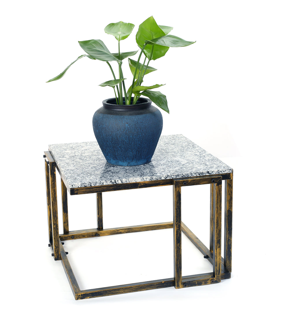 14.5' Granite Marble Black / Gold Plant Stand Media 1