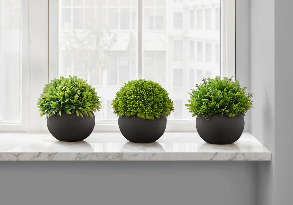 Artificial Plant, 5' Tall, Grass, Indoor, Faux, Fake, Table, Greenery, Potted, Set Of 3, Decorative, Green Plants, Black Pots Media 1