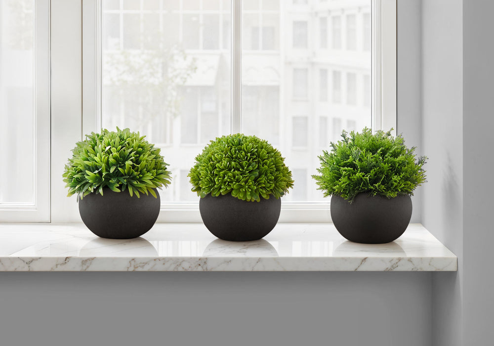 Artificial Plant, 5' Tall, Grass, Indoor, Faux, Fake, Table, Greenery, Potted, Set Of 3, Decorative, Green Plants, Black Pots Media 1