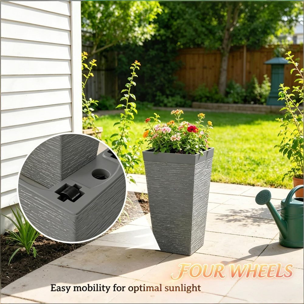 Stackable Design Tapered Planters,3-Piece Outdoor Planters,Tall Planters,Garden Planters(Only 3Pcs Planters) Media 6