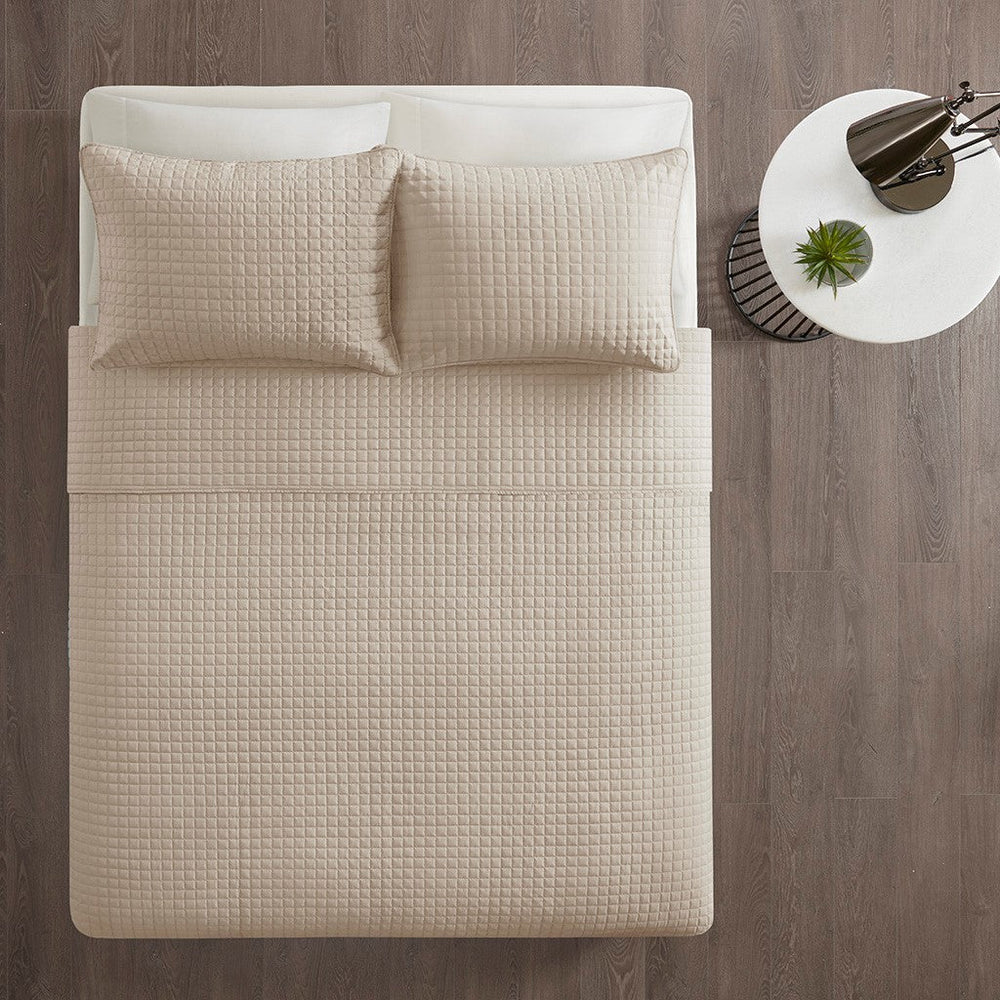 3 Piece Reversible Quilt Set Khaki King/Cal King Media 2