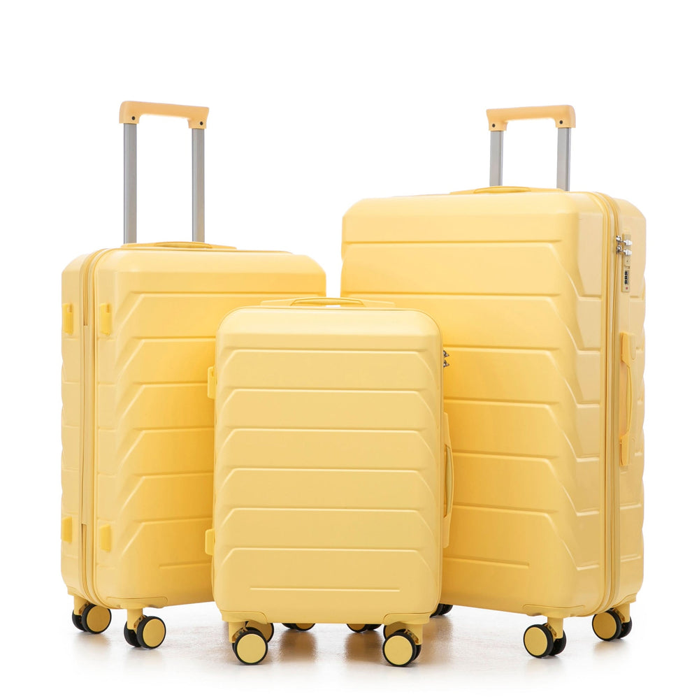 ABS Luggage Set Spinner Wheel 3-Piece Yellow Waterproof Travel Case 20 24 28 Inch Media 21