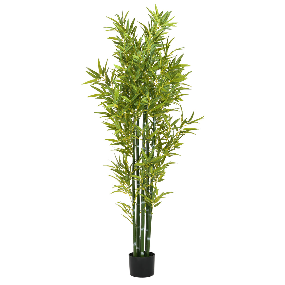 72' Artificial Bamboo with Black Plastic Pot, Set of 2 Media 4