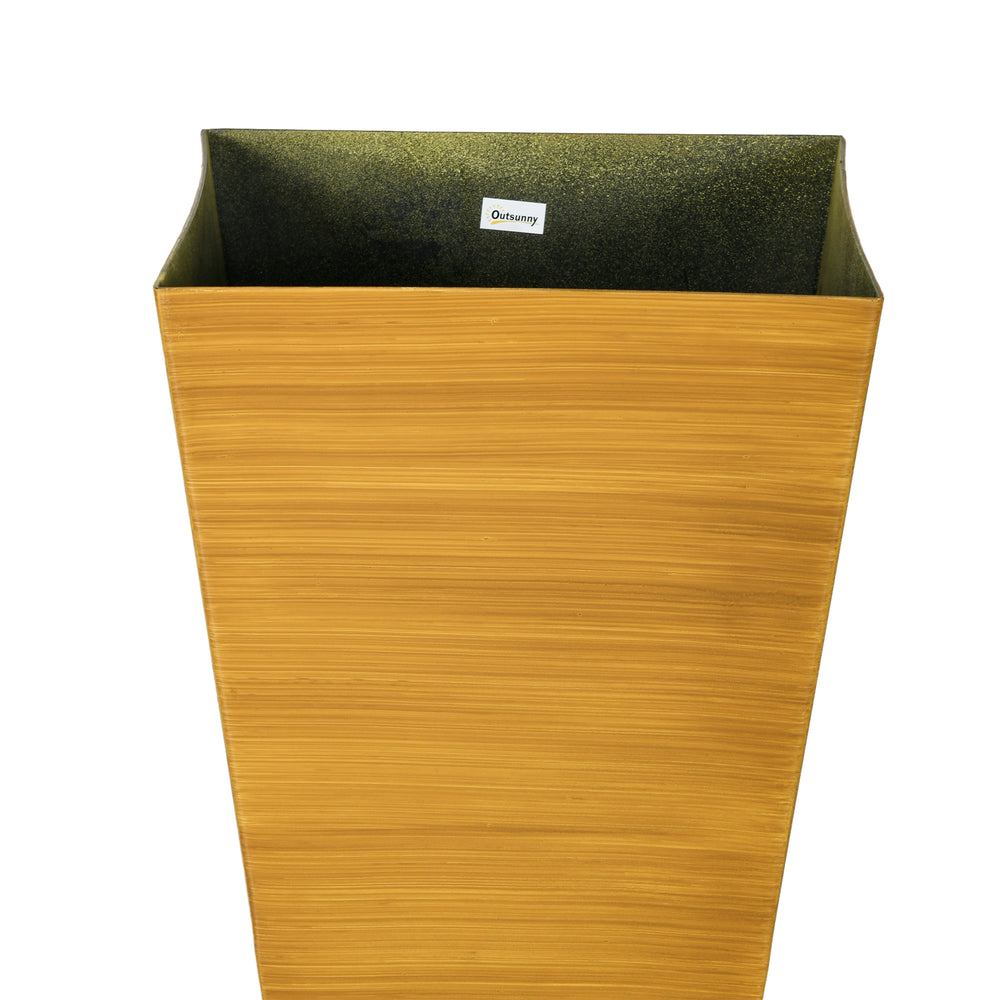Outsunny 28' Tall Outdoor Planters Set of 3 with Drainage Holes Faux Wood Plastic Flower Pots for Garden Patio Tan Media 9