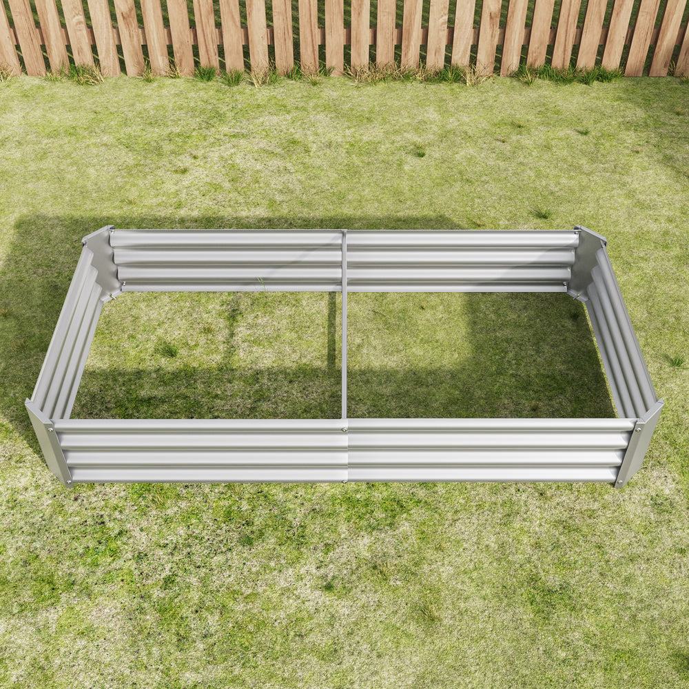 2PCS Silver 6×3×1ft Metal Raised Rectangle Garden Planter Beds Media 10