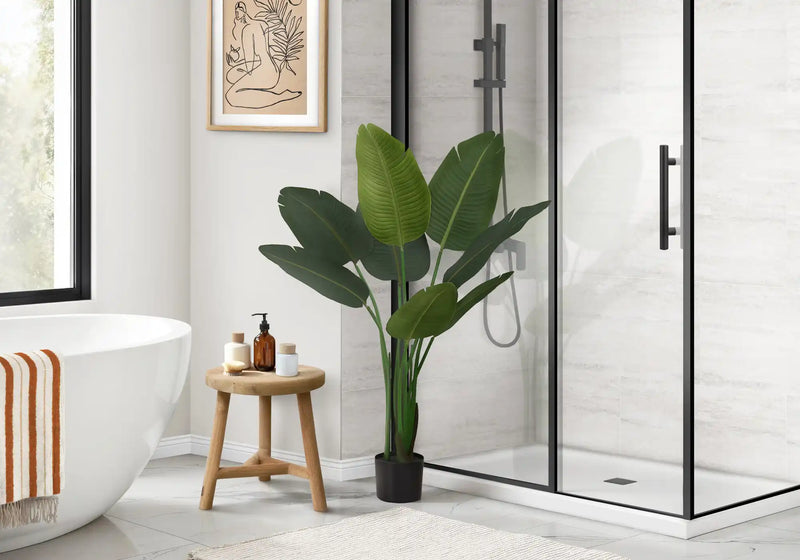 Artificial Plant, 44' Tall, Bird Of Paradise Tree, Indoor, Faux, Fake, Floor, Greenery, Potted, Decorative, Green Leaves, Black Pot