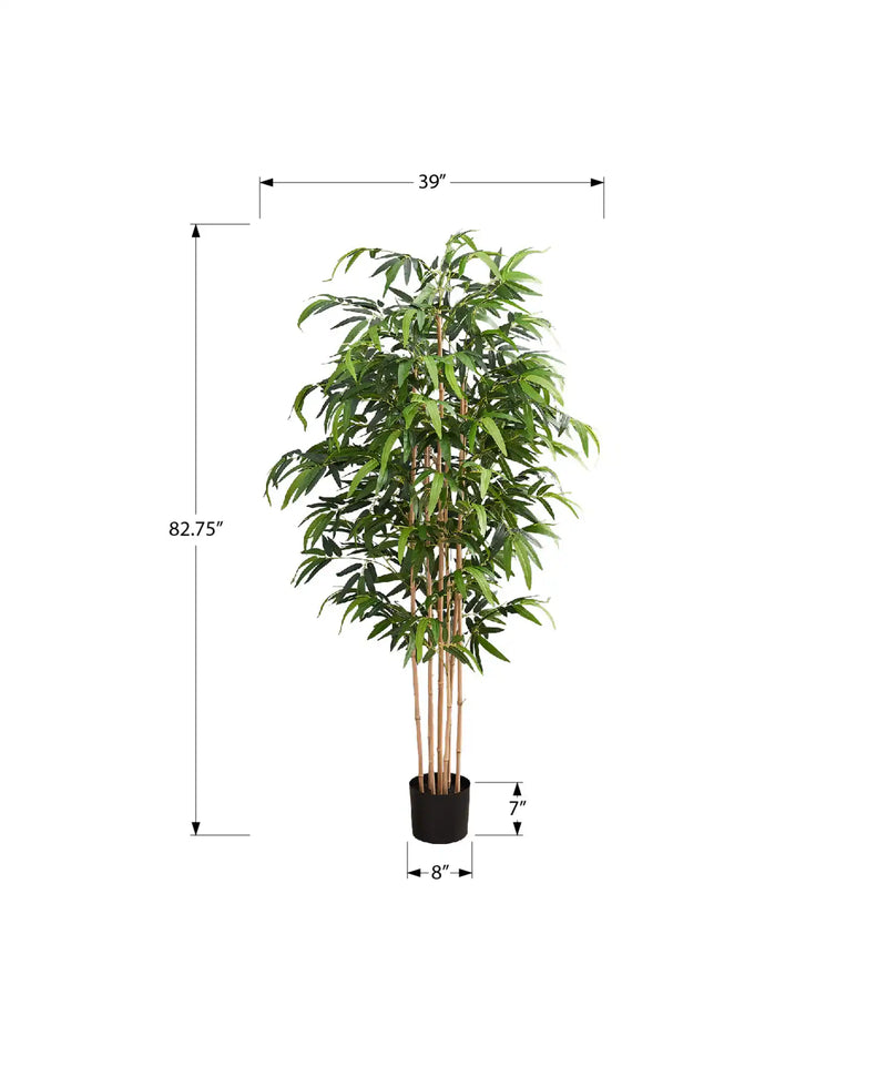 Artificial Plant, 83' Tall, Bamboo Tree, Floor, Indoor, Potted, Real Touch, Green Leaves, Black Pot