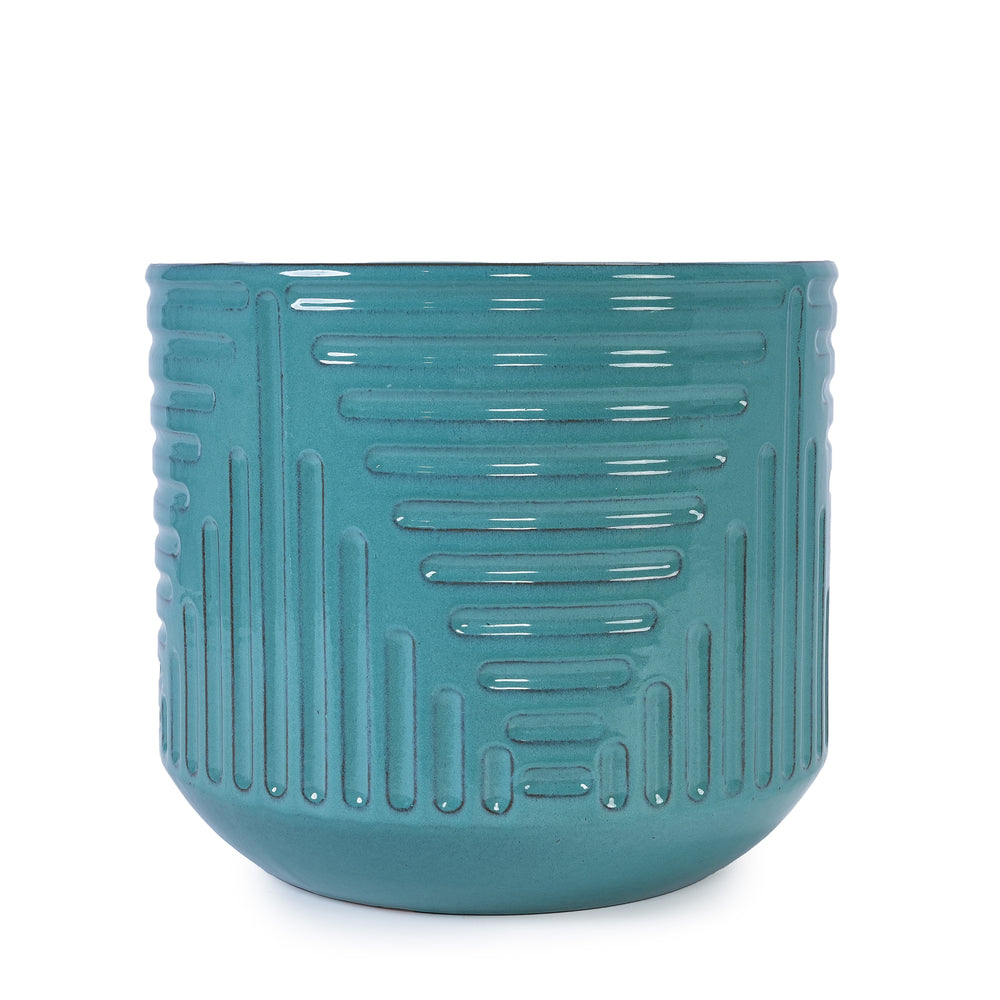 Ceramic Flowerpot, Modern Planter for Patio, Garden, Windowsill - Cyan Media 5