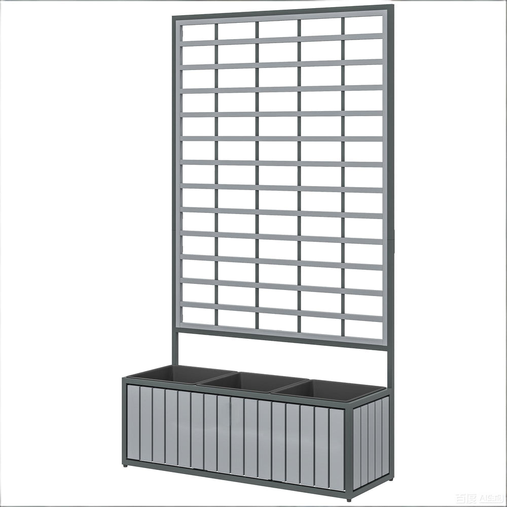 Wooden Raised Garden Bed with Trellis Media 2