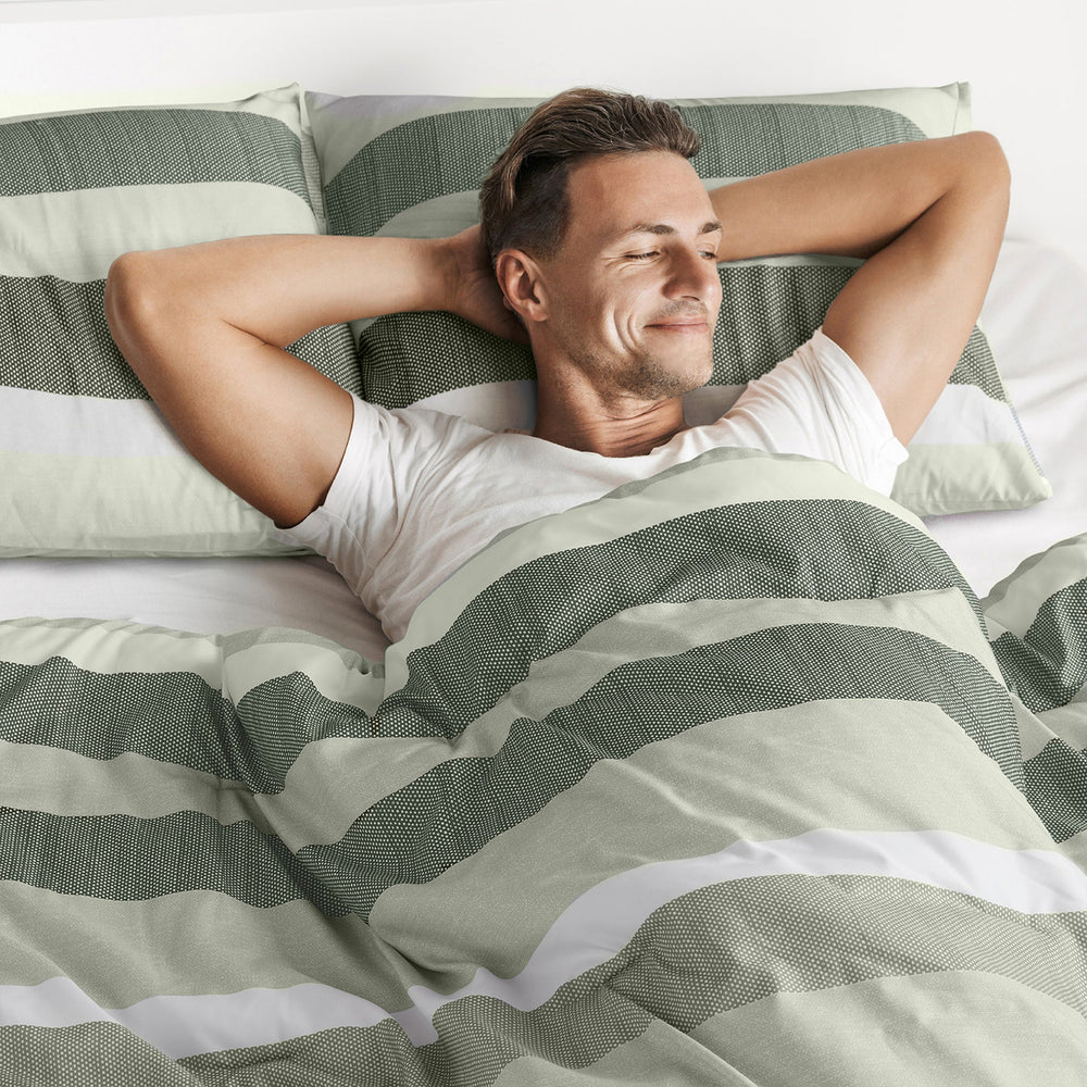 3-Piece King/Cal King Stripe Textured Print Comforter Set,Sage Media 2