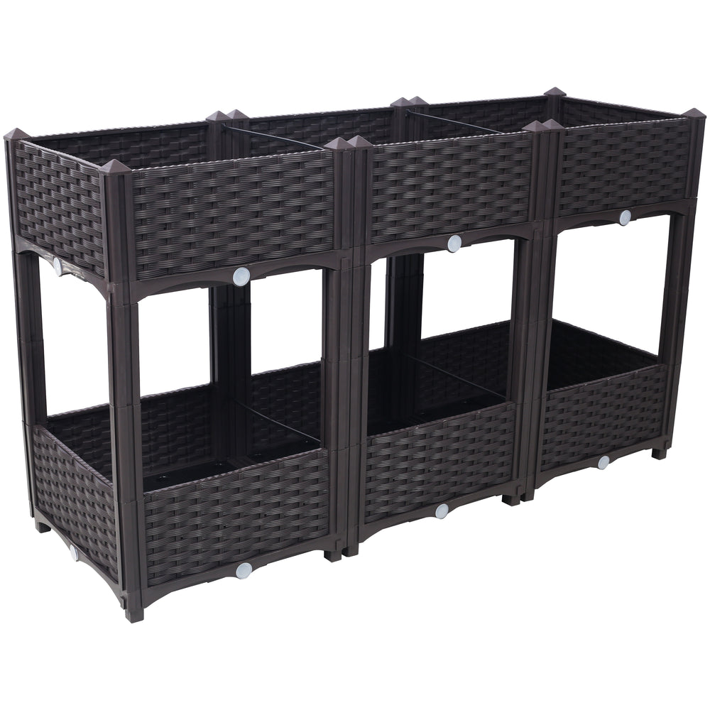 Planter Raised Beds - Elevated Planter Garden Box with Drainage Plug Raised Garden Beds for Vegetable/Flower/Herb Outdoor Standing Planter Beds Gardening Kit,Brown,47.2'x15.7'x27.7' Media 2