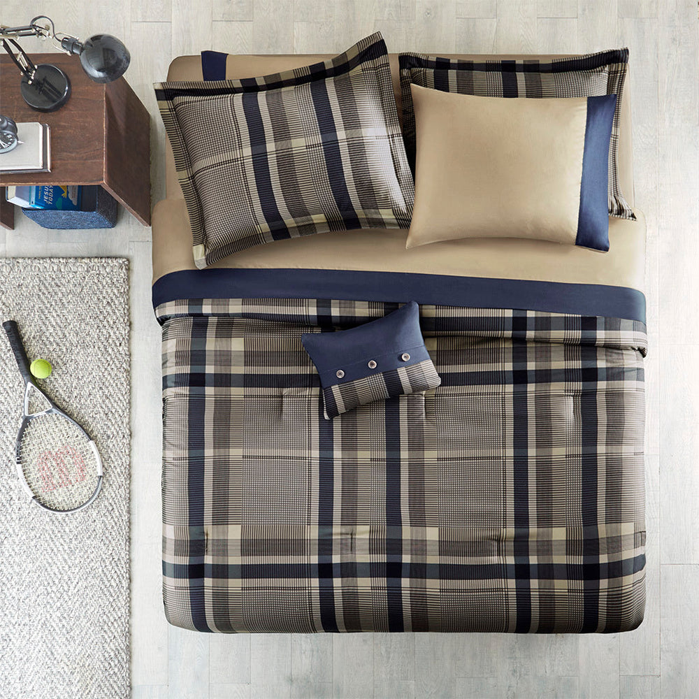 Full Plaid Comforter Set with Bed Sheets Media 3